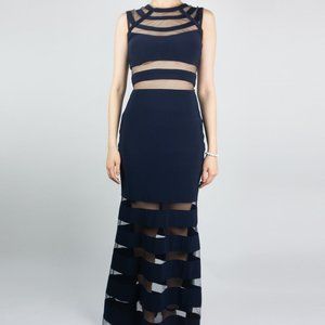 Aqua Navy Blue Evening Dress